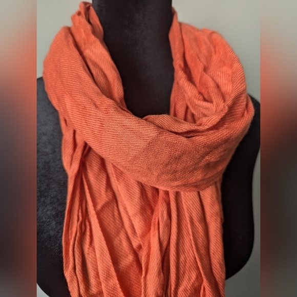 Lightweight Rust Scarf Soft Material With Tassels - Picture 2 of 8